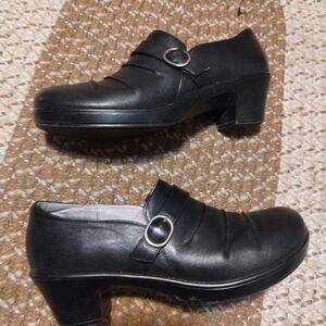 Alegria Black Leather Clogs